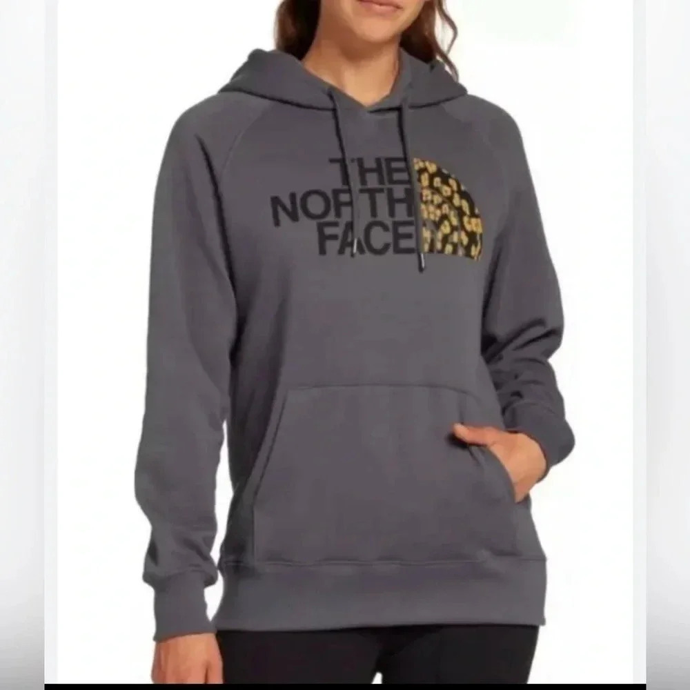 North Face Half Dome Leopard Hoodie Gray Size Small